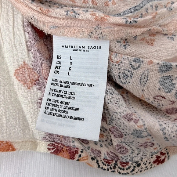 American Eagle Outfitters Embroidered Tassel Ballon Sleeve Top Size Large - Picture 5 of 9